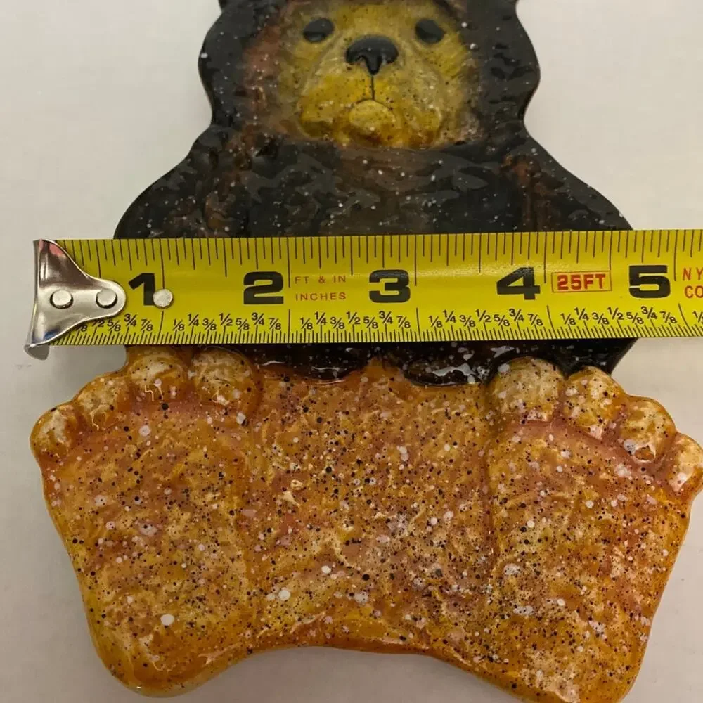 Vintage Julie Ueland Bear Spoon Rest Country Decor Rustic Cabin Splatter Art